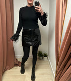 Brigitte Faux feather Cuff Knit Jumper