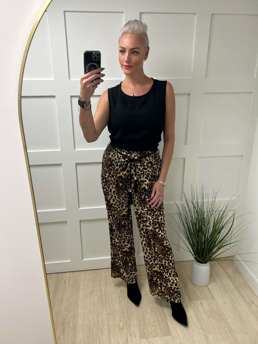 Celine Leopard Palazzo Pants