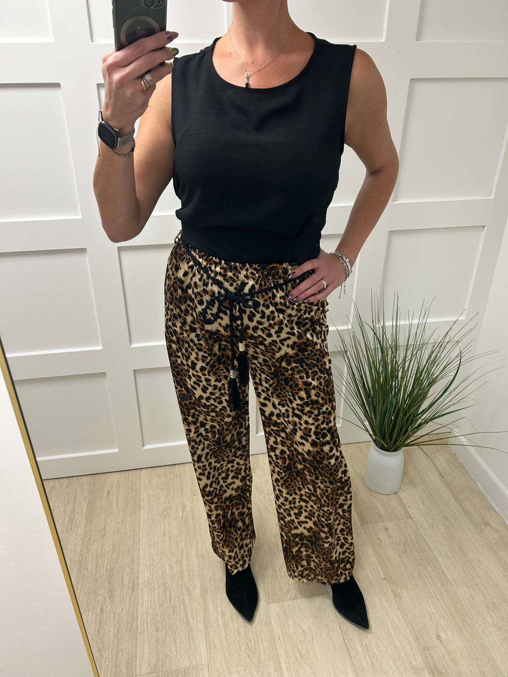 Celine Leopard Palazzo Pants