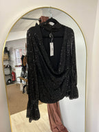 Black Evie Sequin Top