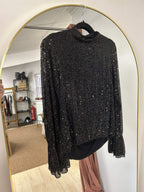 Black Evie Sequin Top