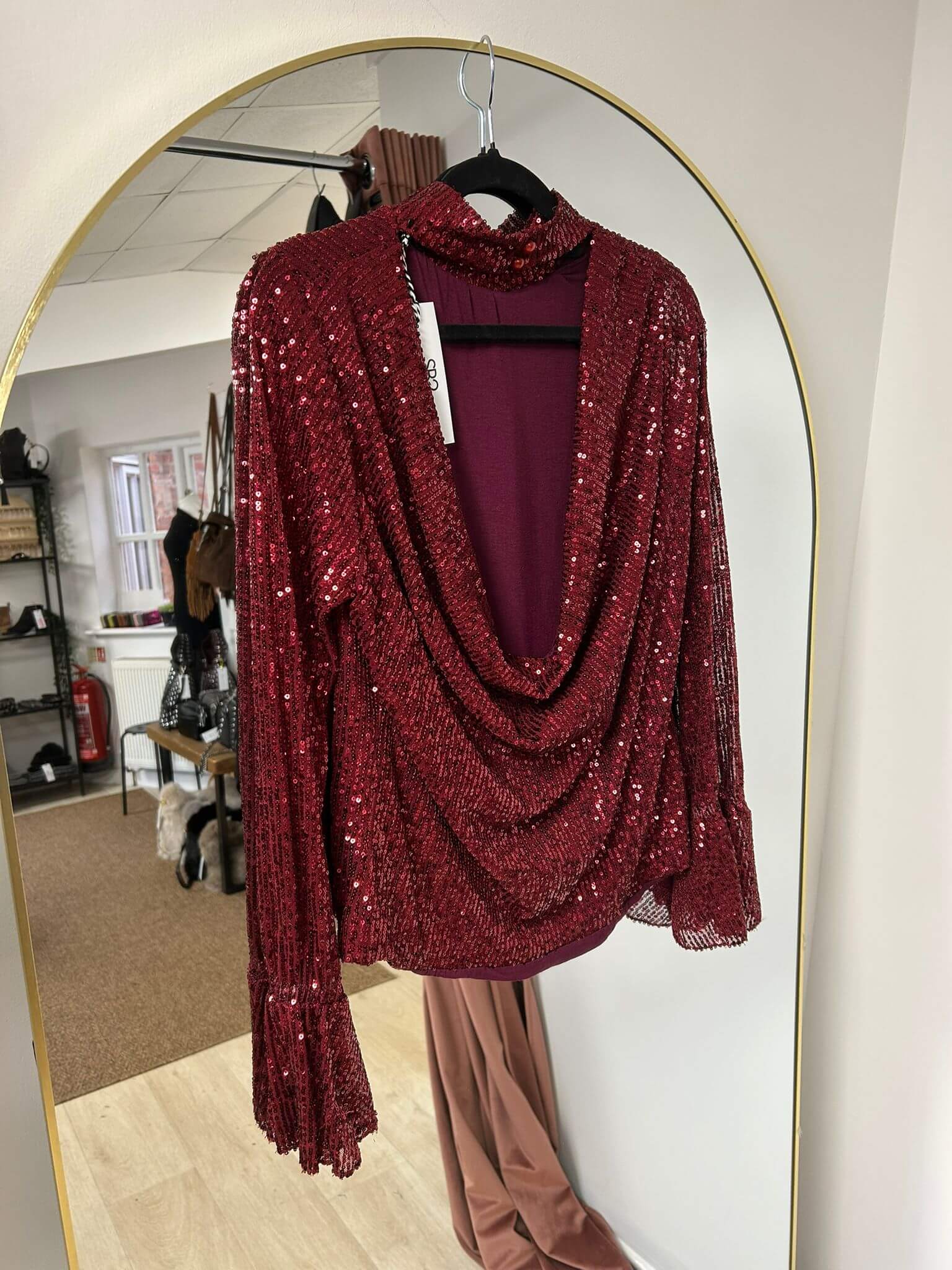 Red Evie Sequin Top  Sale price