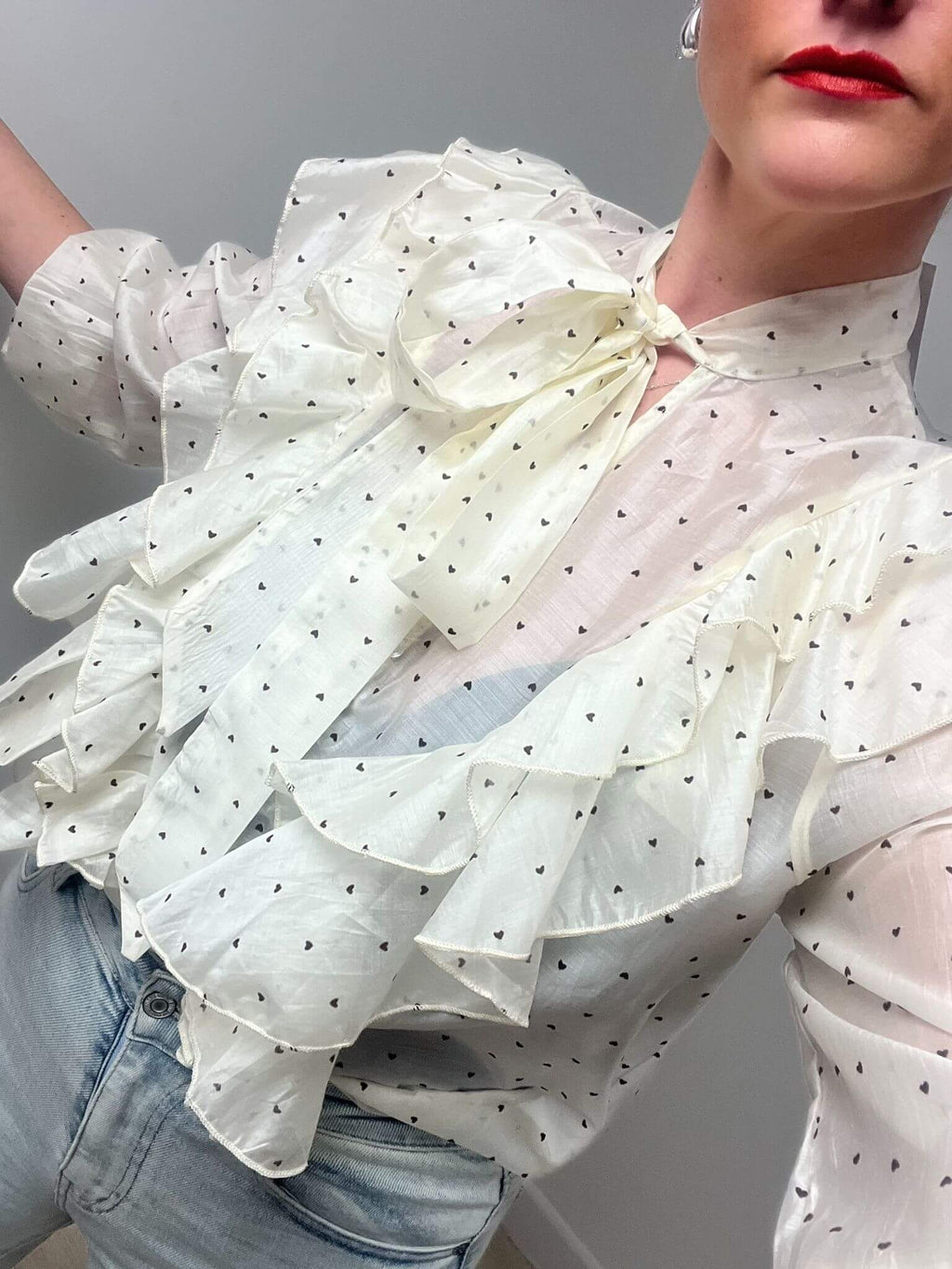 Heart Pussy Bow Blouse