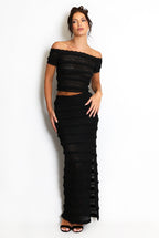 Nya Lace Panelled Bardot Top And Skirt Set