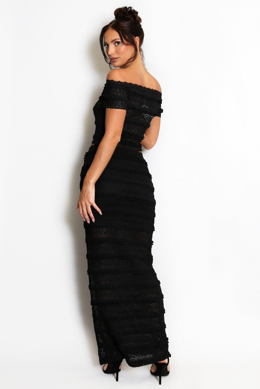 Nya Lace Panelled Bardot Top And Skirt Set