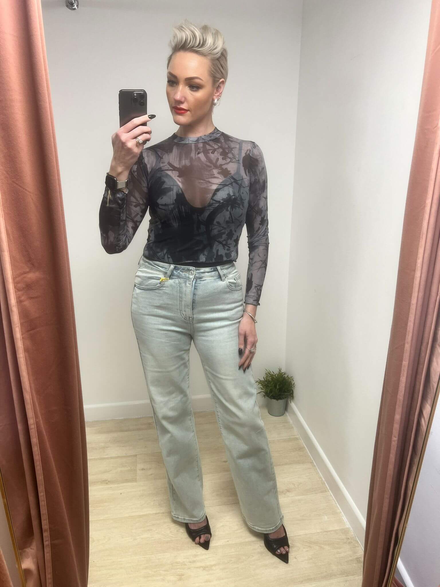 Lia Sheer Long Sleeve Mesh Top