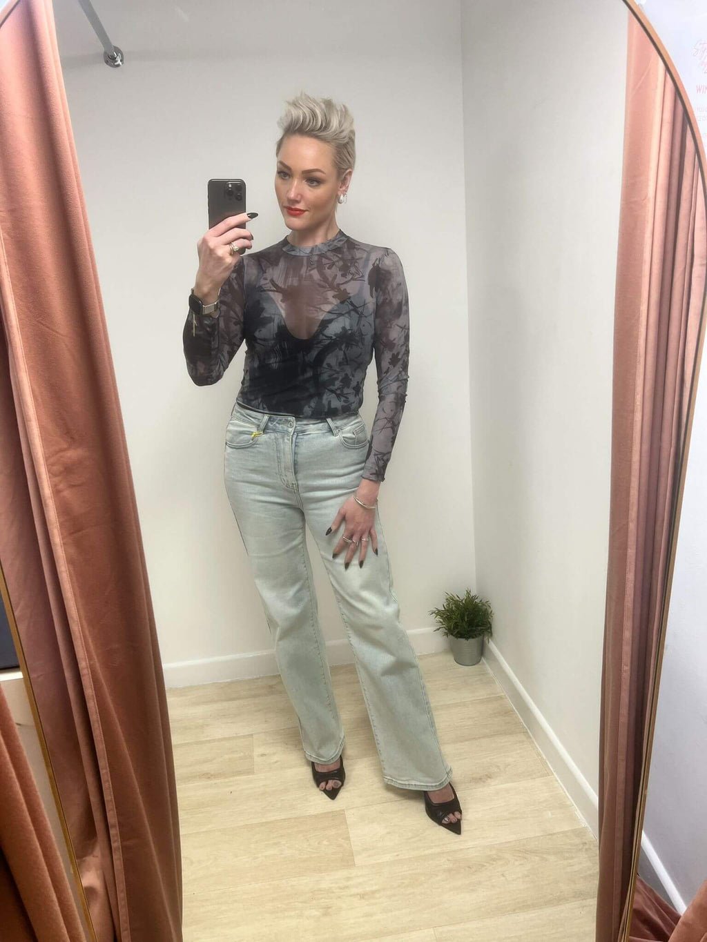 Lia Sheer Long Sleeve Mesh Top