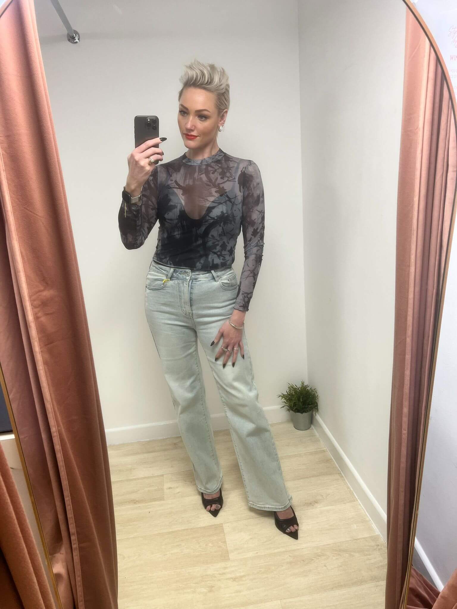 Lia Sheer Long Sleeve Mesh Top