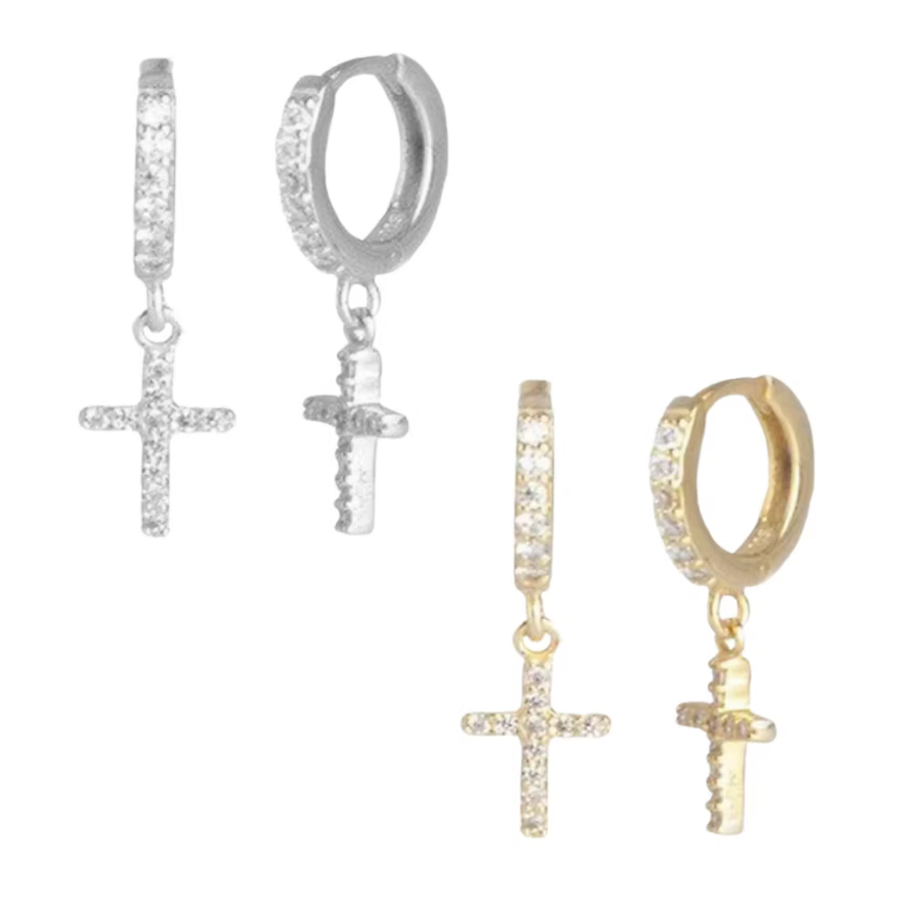 Pave Cross Huggies