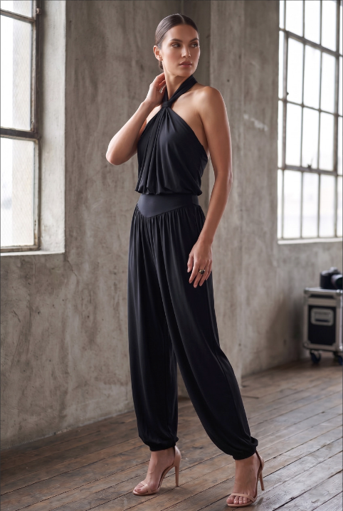Halter Neck Balloon Leg Jumpsuit