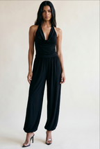 Cowl Halter Top and Bubble Hem Trousers Set