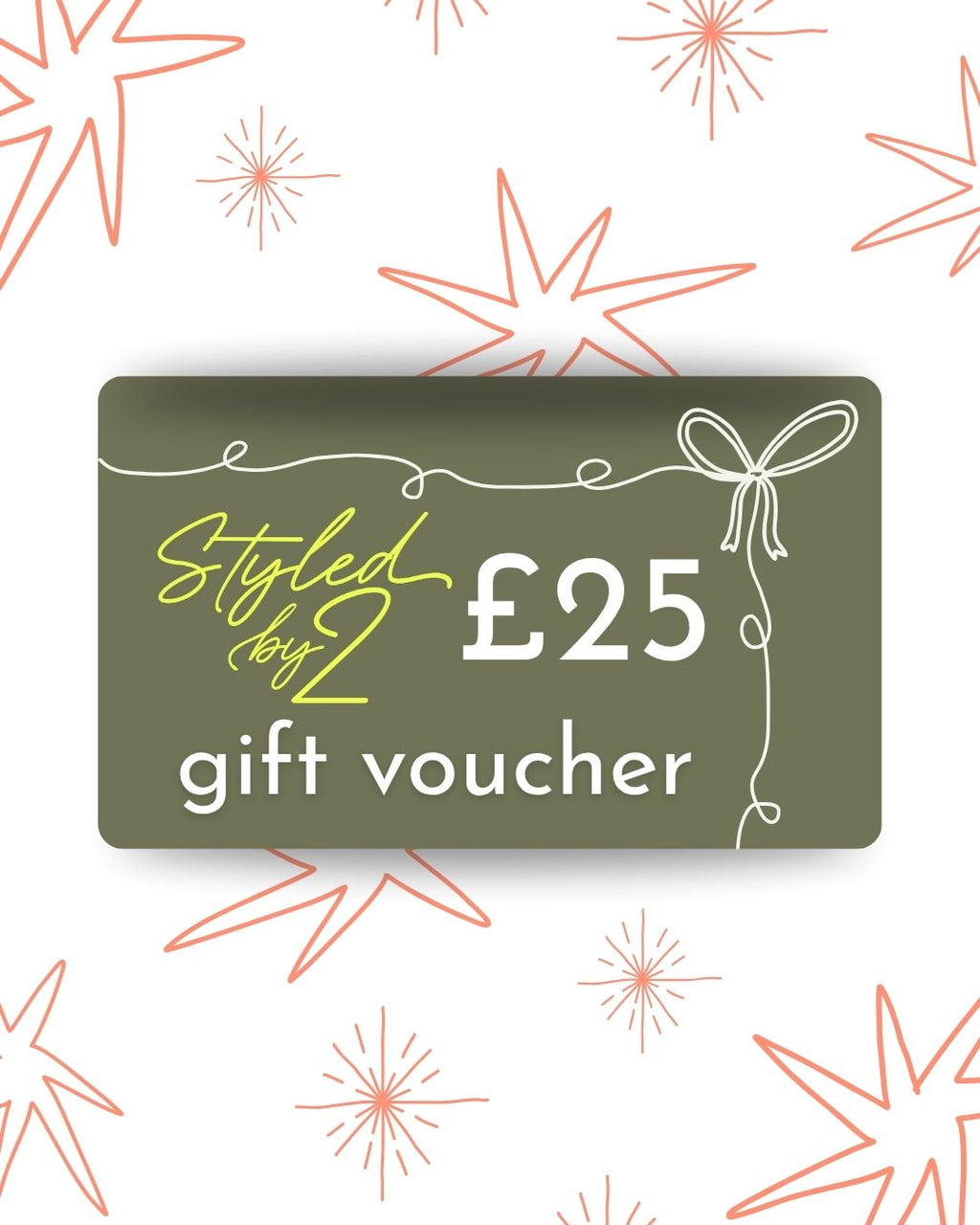 Gift voucher with £25 value on a decorative background
