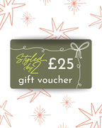 Gift voucher with £25 value on a decorative background