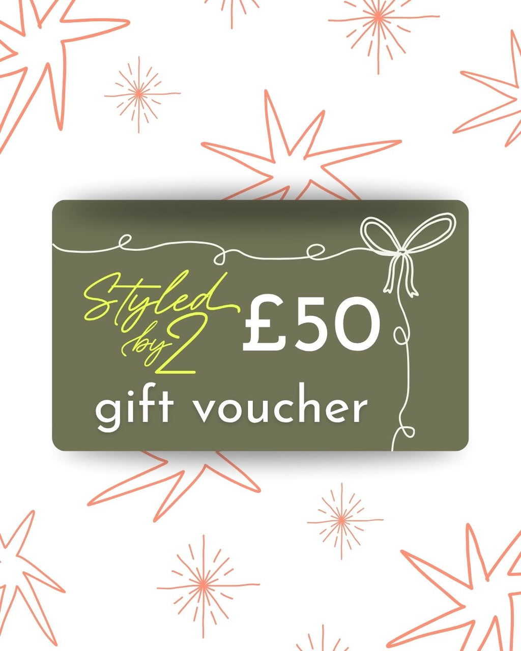 Gift voucher with £50 value on a decorative background