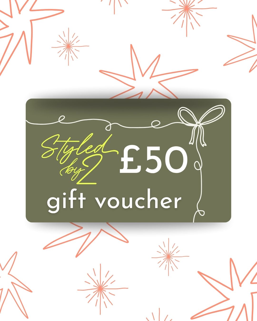 Gift voucher with £50 value on a decorative background