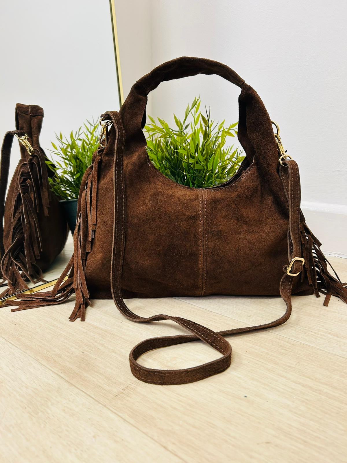 Suede Fringe Grab Bag