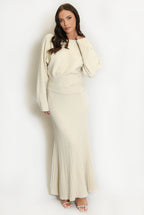 Janine Scoop Neck Jumper In Beige